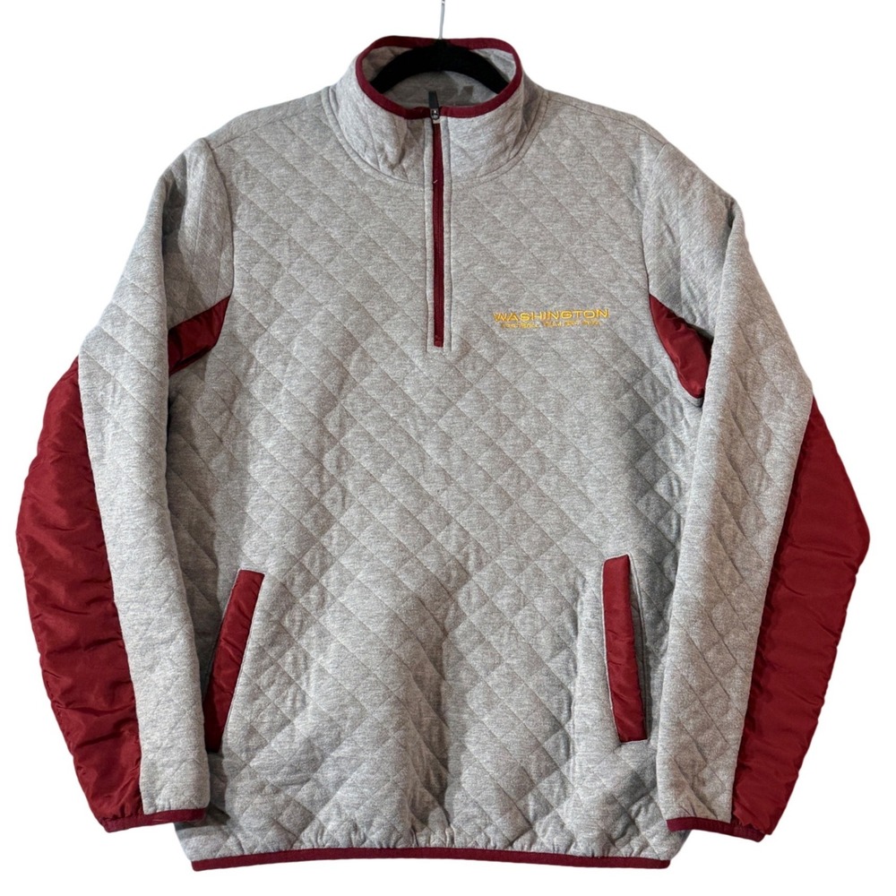 NFL Washington Football Team Quilted 1/4 Zip Pullover Small Gray Burgundy